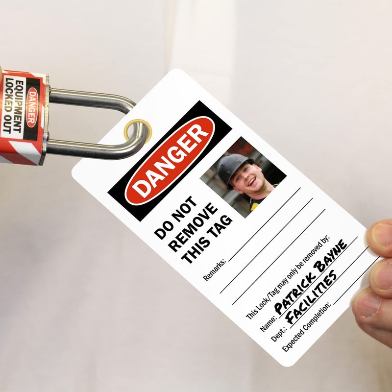 SmartSign Do Not Operate - Equipment Locked Out 2 - Sided Photo Lockout Tag | 6" x 3.25" Vinyl with Self-Laminating Clear Flap, Pack of 25 - Image 3